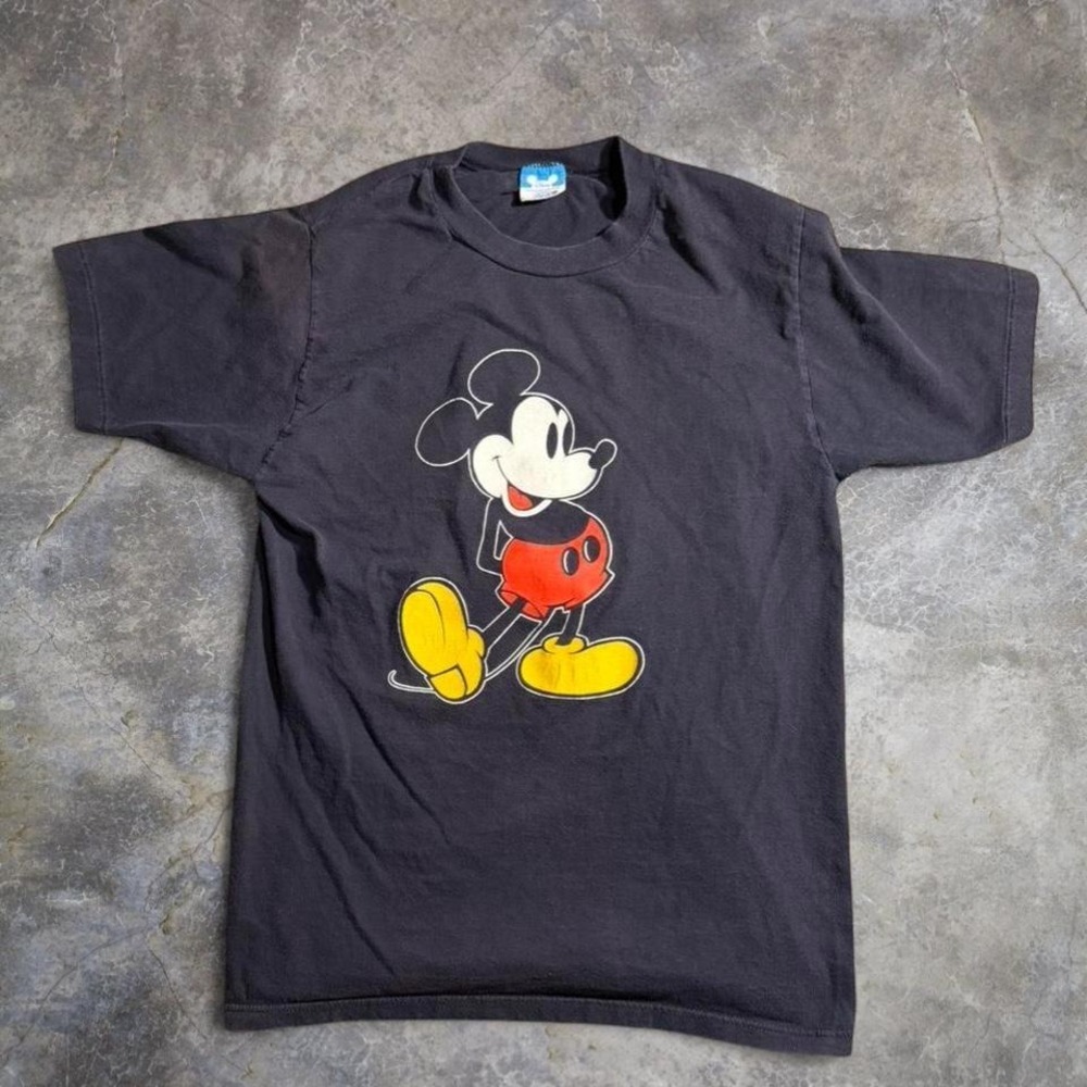 Vintage Disney Mickey Mouse Graphic T-Shirt Made in USA Single Stitch Black Tee